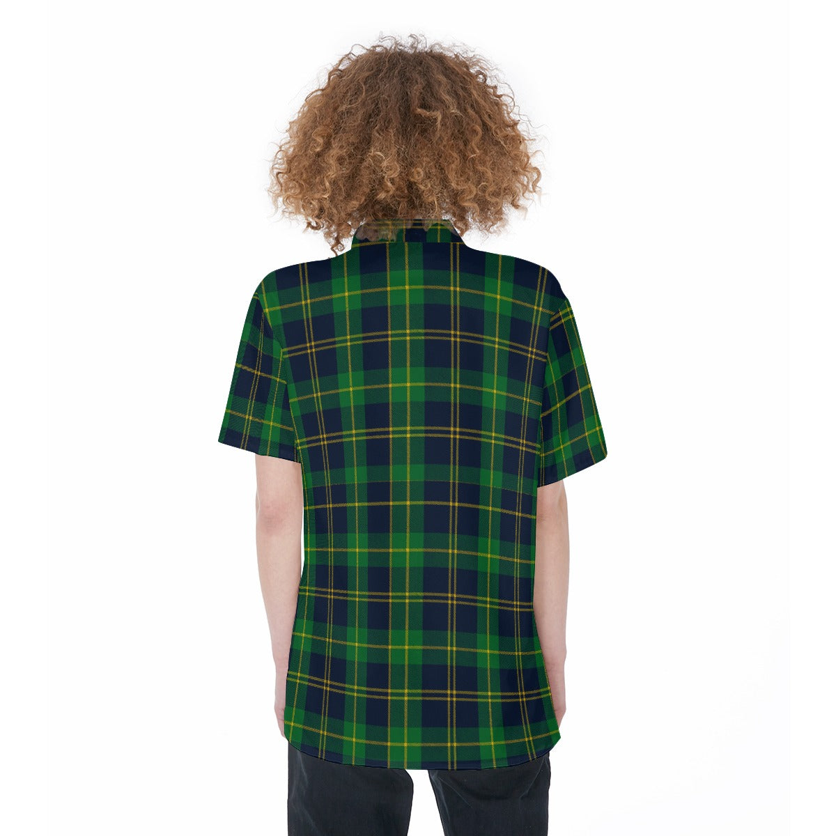 Notre Dame Fighting Irish Green Navy Gold Plaid Womens Short Sleeve Shirt With Pocket 8 green navy gold plaid women fashion apparel