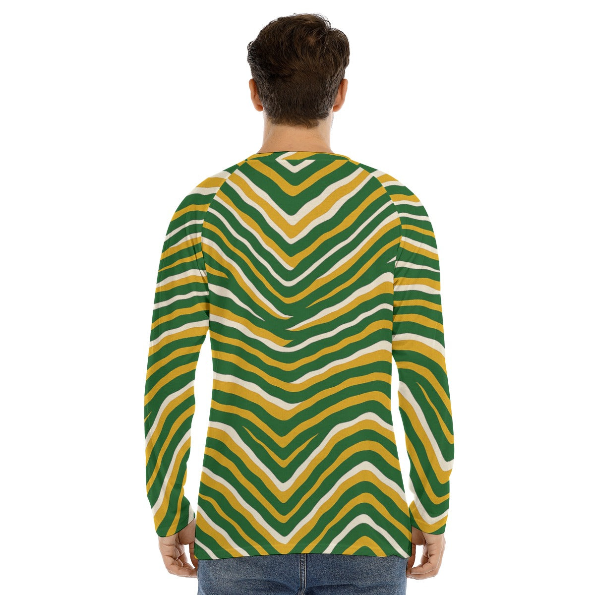 White Smoke Green Bay Football Yellow Green Men’s Long Sleeve Raglan T-Shirt – Game Day Streetwear