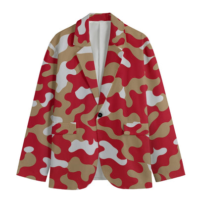 San Francisco Football Camo  Flat Lapel Collar Blazer – lightweight game day shirt, game day outfit, image 1.0