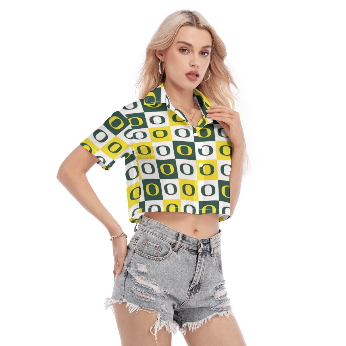 Oregon Ducks Women's Cropped Shirt - Big Ten football apparel varsity sportswear product image 2.0
