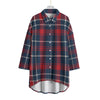 Arizona Wildcats Tartan Plaid Navy Red Women's Chiffon Shirt With Elbow Sleeve