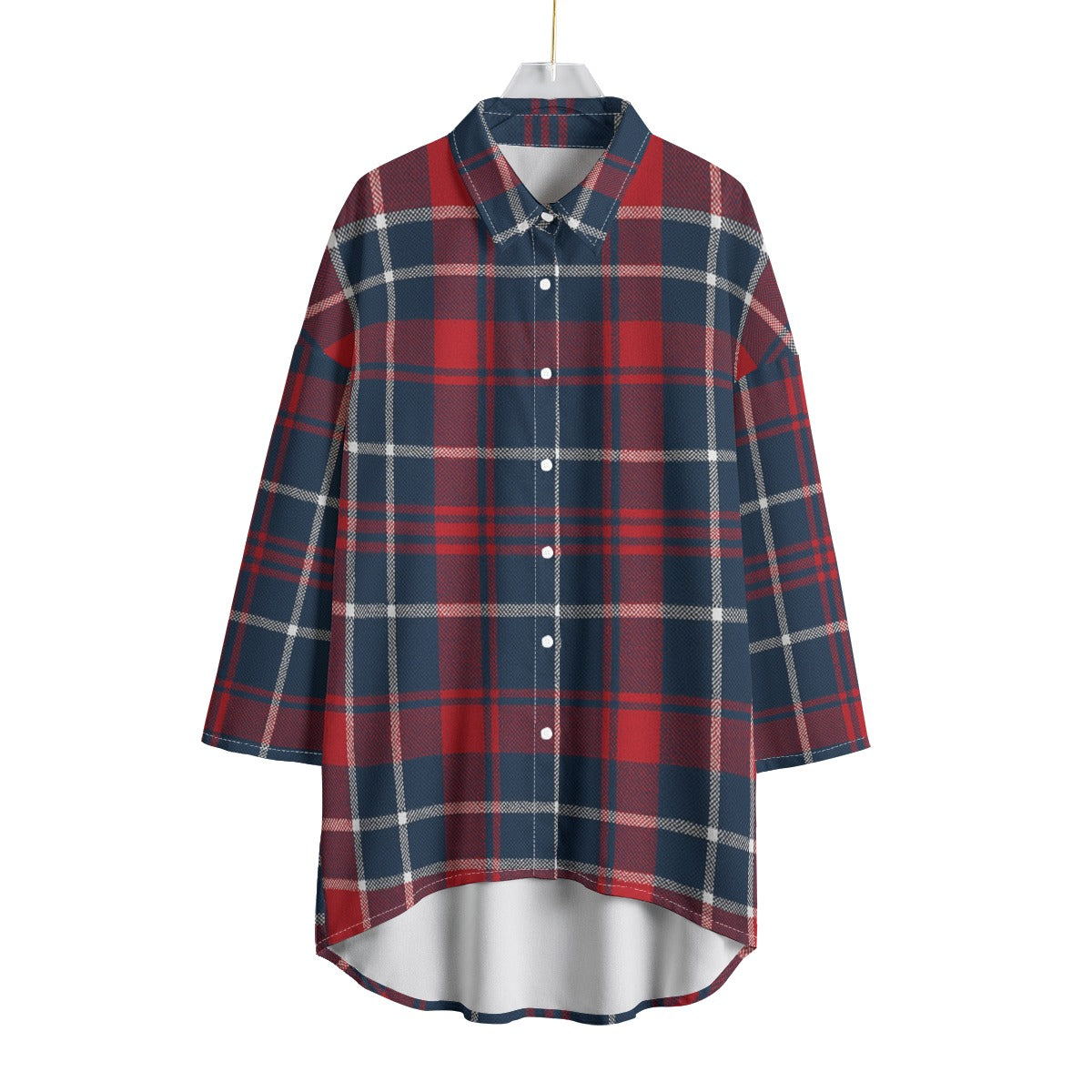 Arizona Wildcats Tartan Plaid Navy Red Women's Chiffon Shirt With Elbow Sleeve streetwear fashion product image 3
