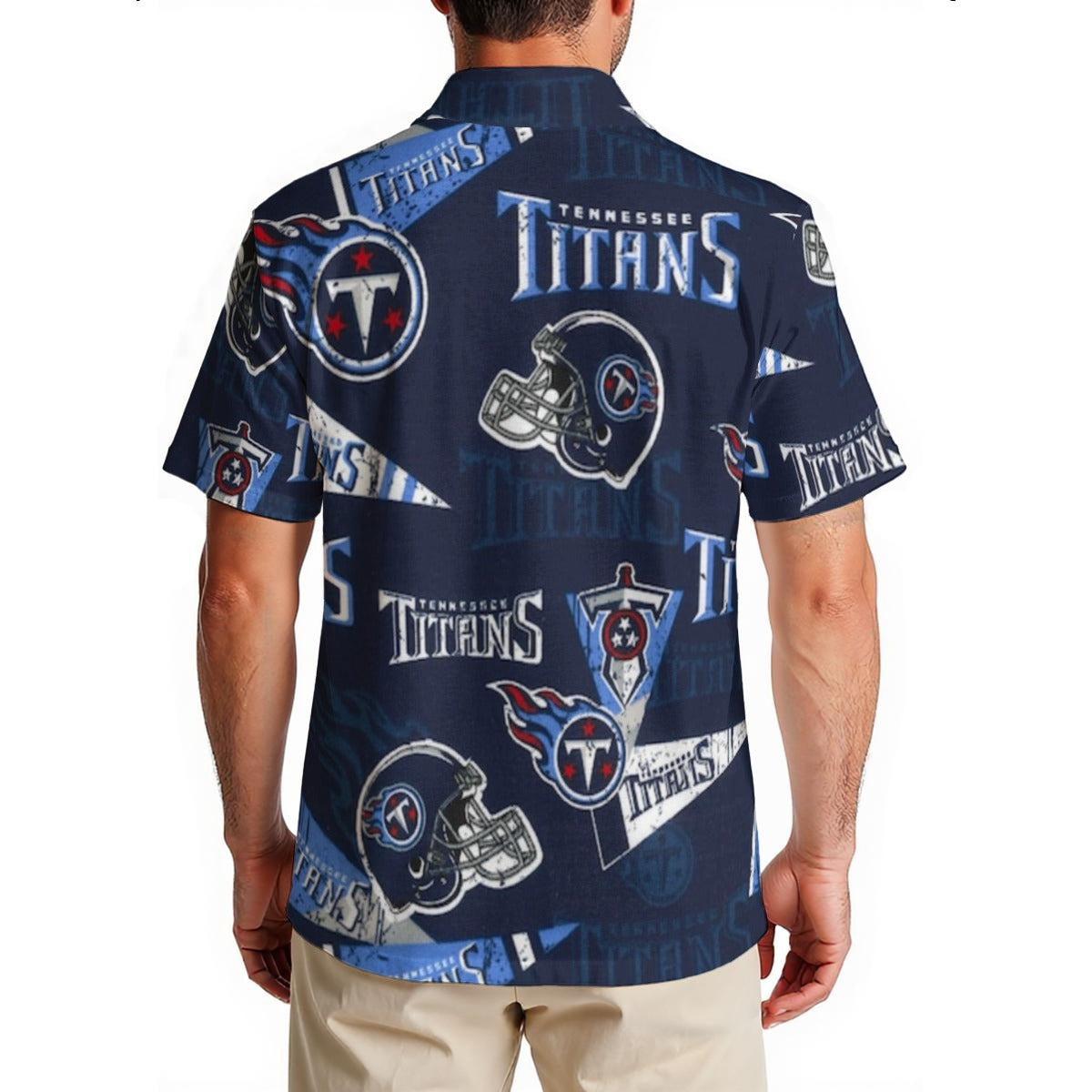 tennessee-titans-mens-hawaiian-shirt-150gsm navy light blue football fabric breathable detail