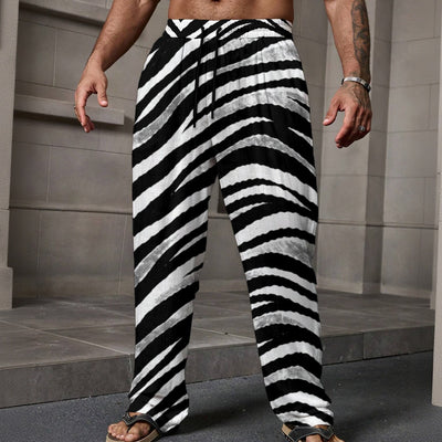 Las Vegas Football Zebra Loose Casual Pants with Pocket – Black and White Game Day Streetwear – game day outfit, game day outfit, image 1.0