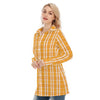 Tennessee Volunteers Orange White Plaid Womens Long Shirt 115Gsm Cotton Poplin 2 orange white plaid women fashion apparel