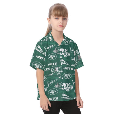 new-york-jets-kids-hawaiian-vacation-shirt green white football outfit detail