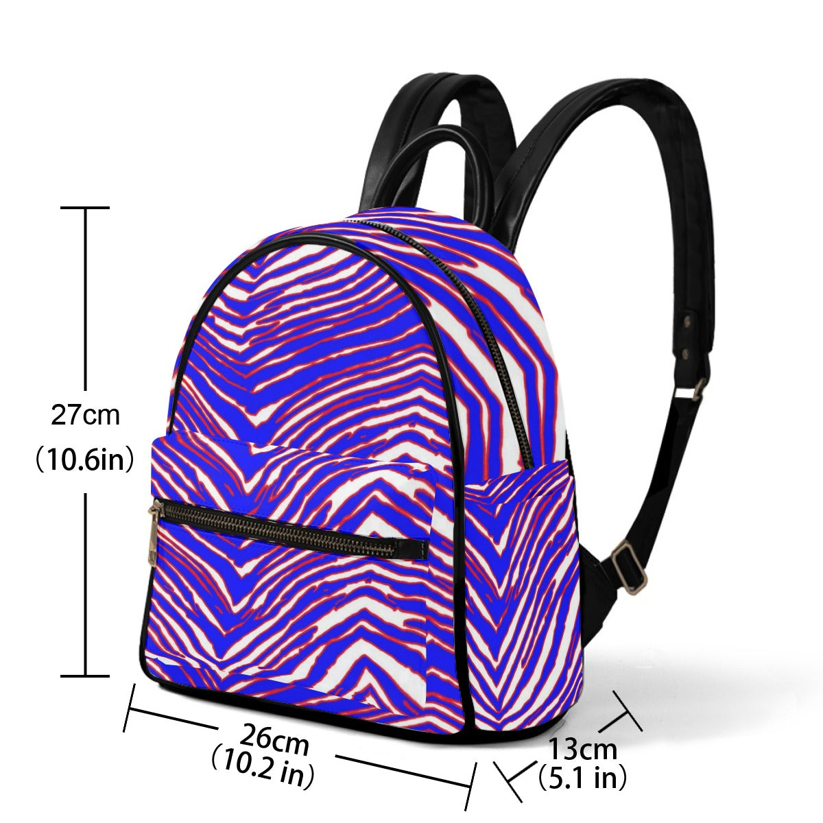 White Smoke Small Size Backpack – Red Blue White Zebra Game Day Style