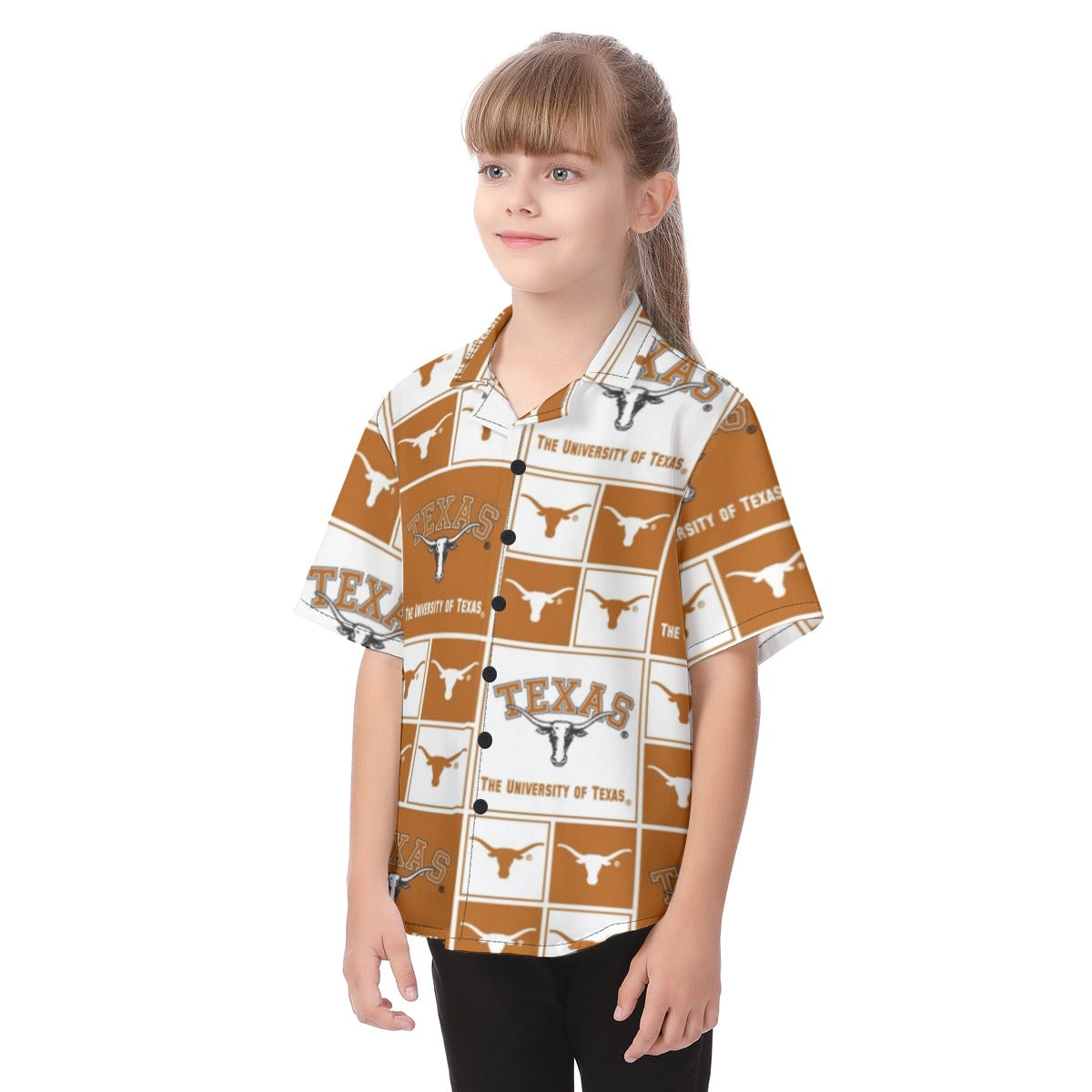 Texas Longhorns Kid's Hawaiian Vacation Shirt White varsity sports apparel