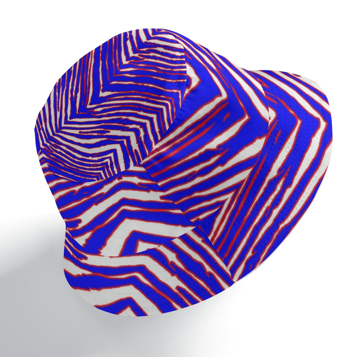 White Smoke Double-Side Printing Bucket Hat – Red Blue White Zebra Game Day Style