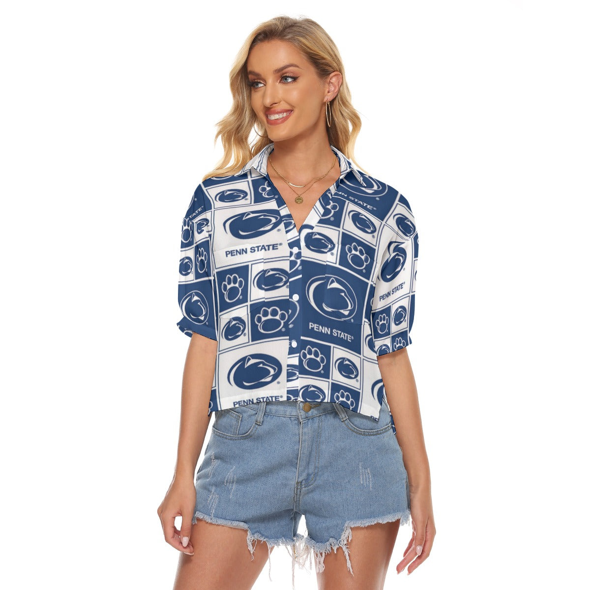 Penn State Nittany Lions Women's V-neck Shirts White varsity sports apparel