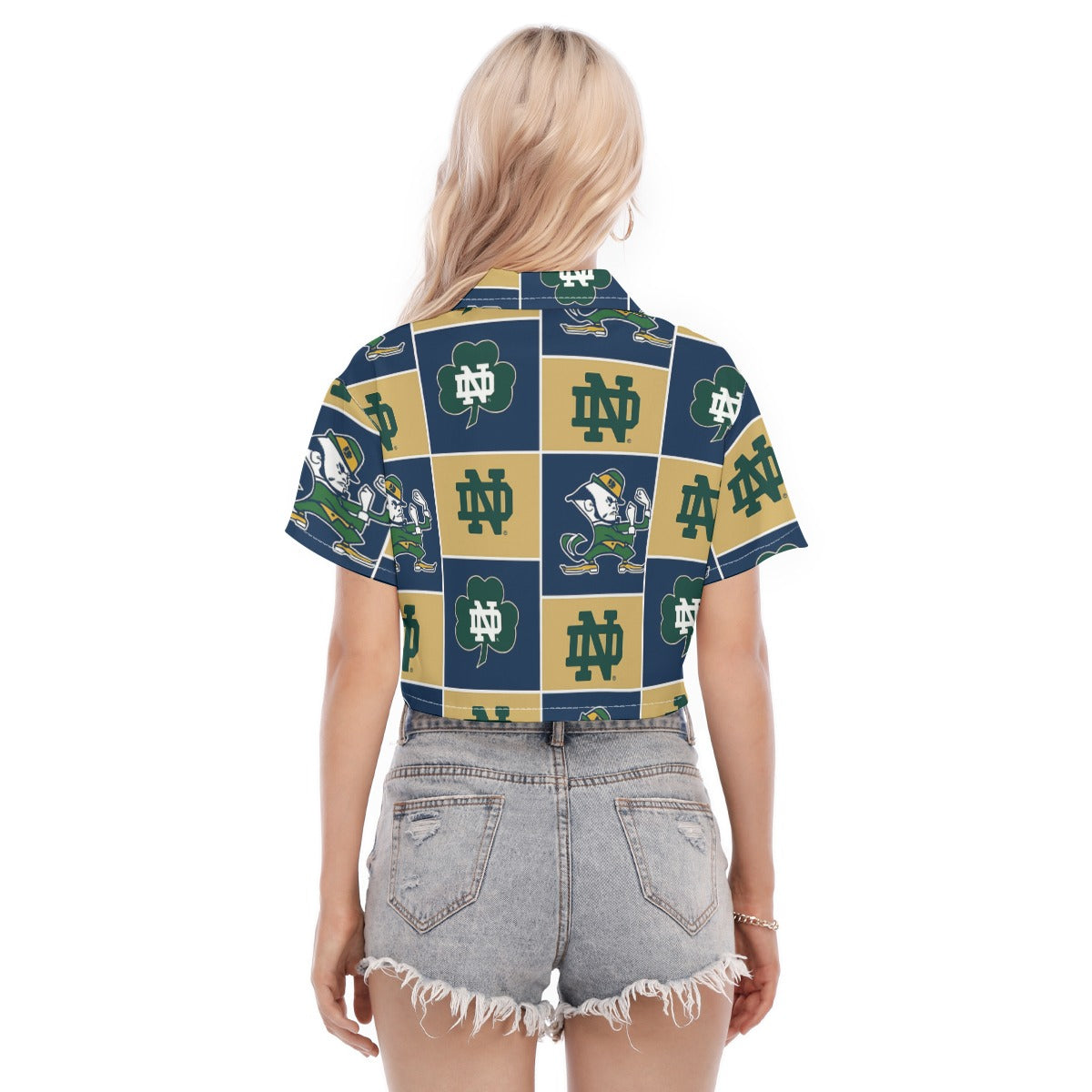 Notre Dame Fighting Irish Women's Cropped Shirt White varsity sports apparel