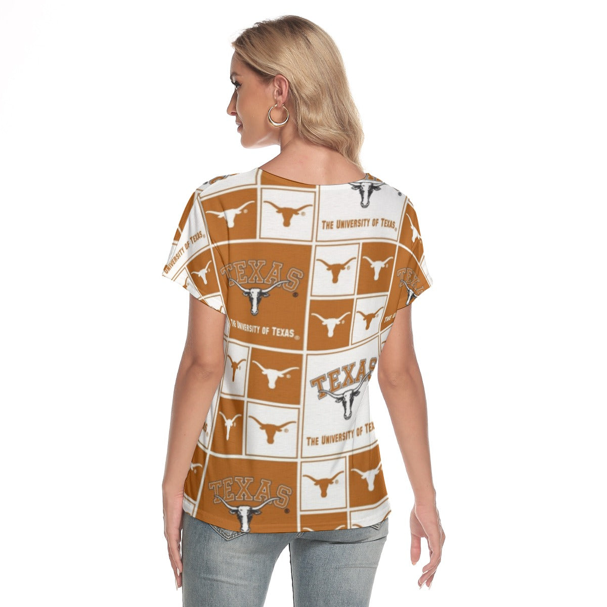 Texas at Austin - Longhorns Women's Loose V-neck Short Sleeve T-shirt White varsity sports apparel