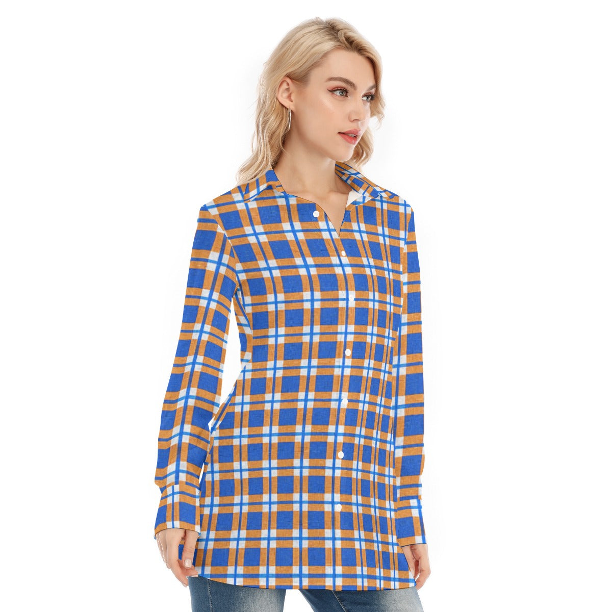 florida gators tartan plaid blue orange  women tartan plaid game day shirt