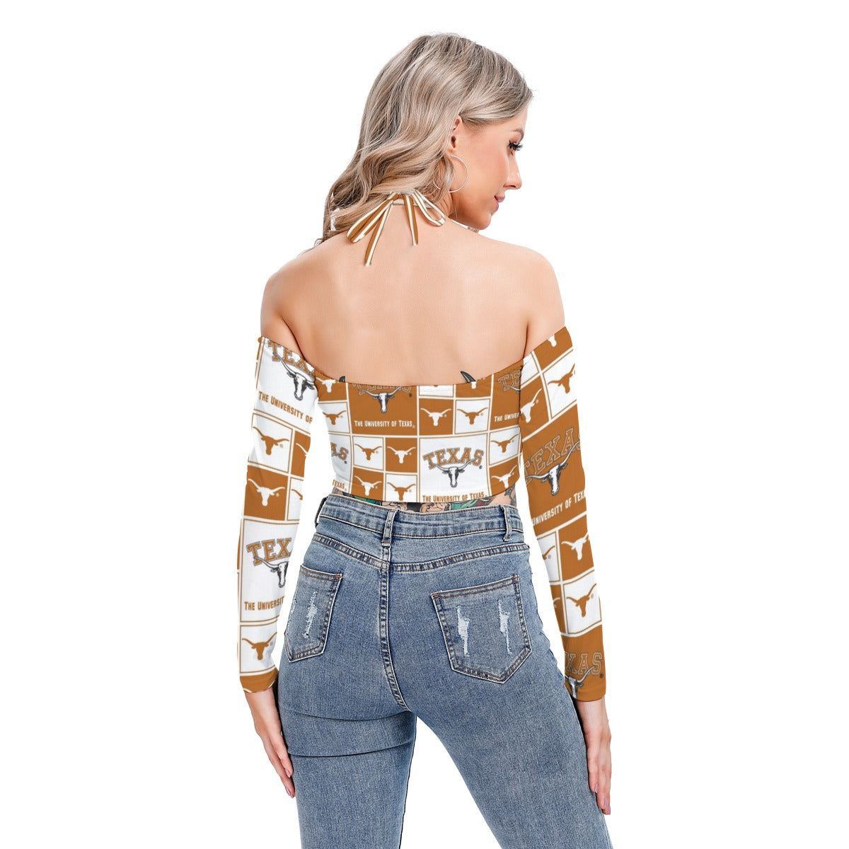 Texas at Austin - Longhorns Women's Halter Lace-up Top White varsity sports apparel
