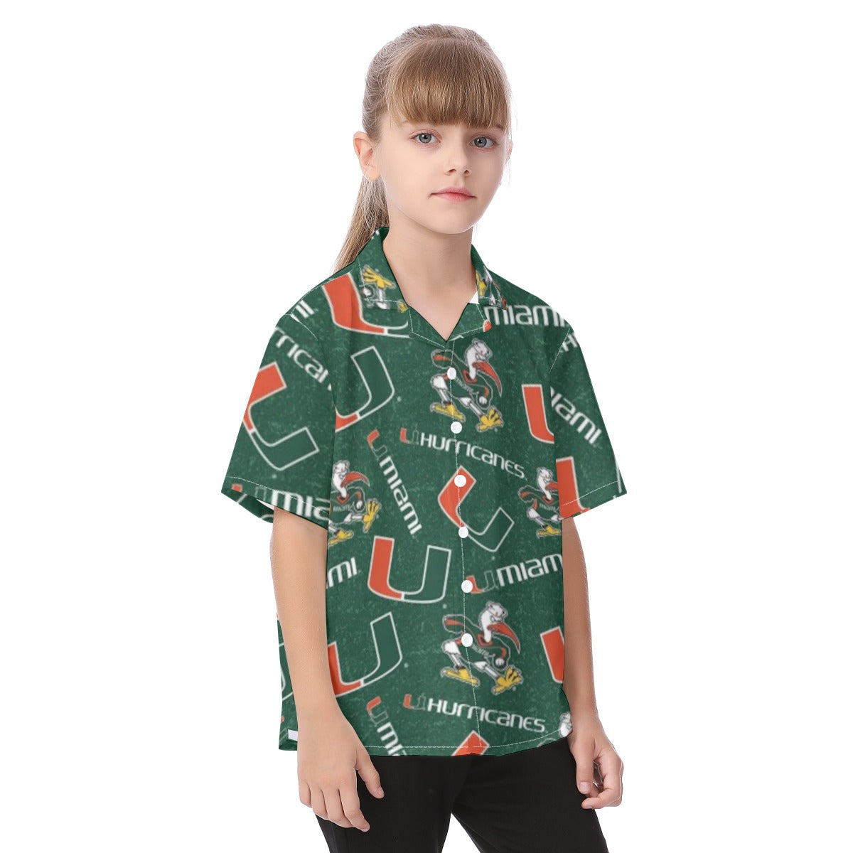 Miami Hurricanes Kid's Hawaiian Vacation Shirt - ACC football apparel varsity sportswear product image 2.0