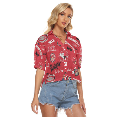 Nebraska Lincoln Cornhuskers Women's V-neck Shirts - Big Ten football apparel varsity sportswear product image 2.0