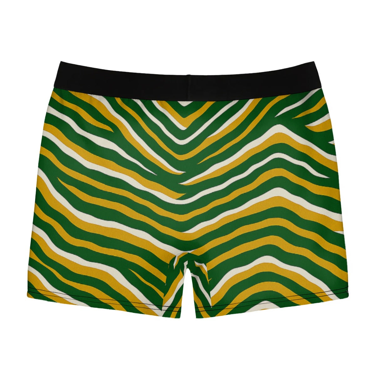 White Smoke Green Bay Football Yellow Green Zebra Men’s Stretch Boxer Briefs – Game Day Comfort Wear