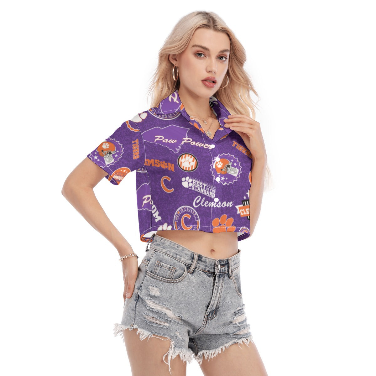Clemson Tigers Women's Cropped Shirt - ACC football apparel varsity sportswear product image 2.0