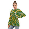 White Smoke Green Bay Football Yellow Green Women’s Double Hood Hoodie – Game Day Streetwear