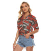 cleveland-browns-womens-v-neck-shirts brown orange football outfit fabric close-up