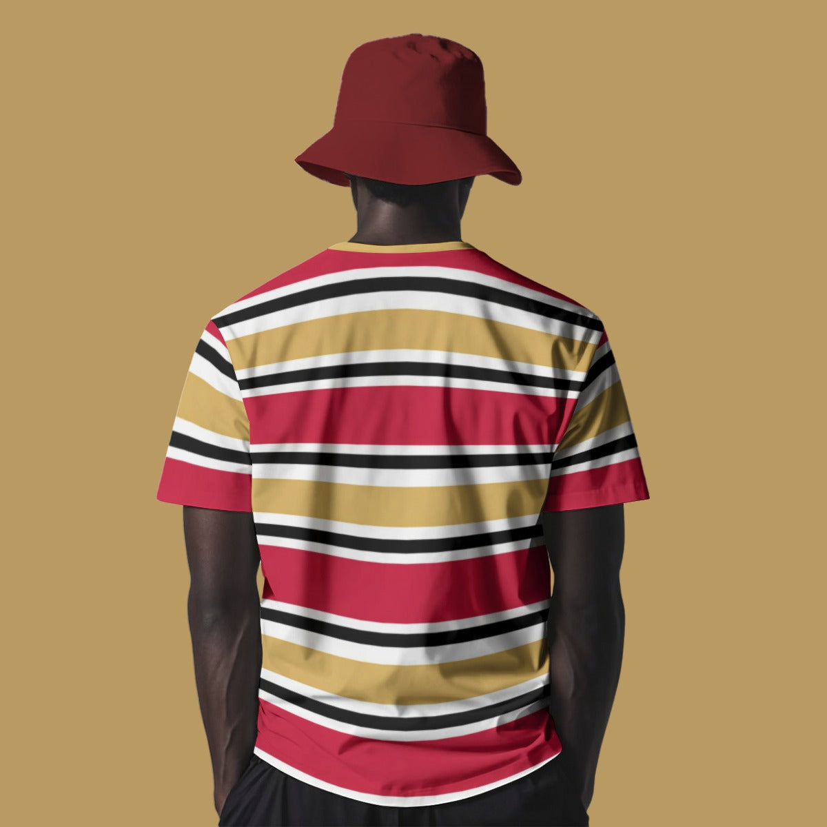 Dark Khaki San Francisco Football Striped T-Shirt – Red and Gold Urban Game Day Shirt