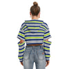 White Smoke Seattle Football striped Women's Heavy Fleece Hoodie With Hollow Out Sleeve