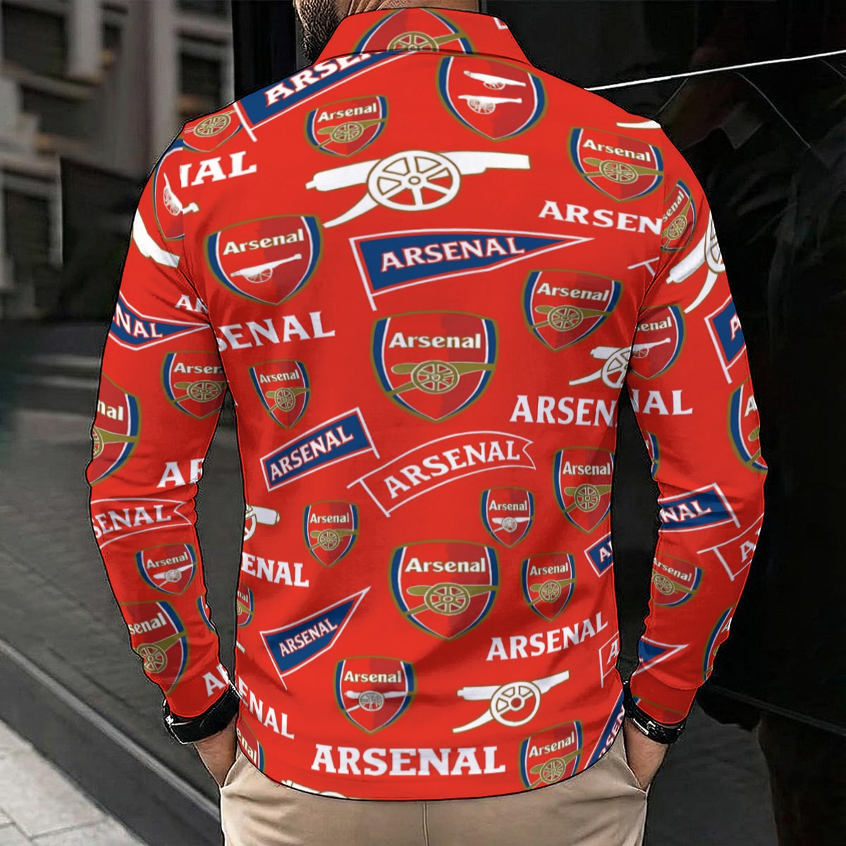 Arsenal Football Club Men's Polo Shirt With Long Sleeve