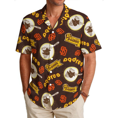 San Diego Padres Men's Hawaiian Shirt|150GSM san diego padres baseball fan apparel coastal game day outfit