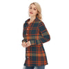 Auburn Tigers Tartan Plaid Navy Orange Women's Long Shirt