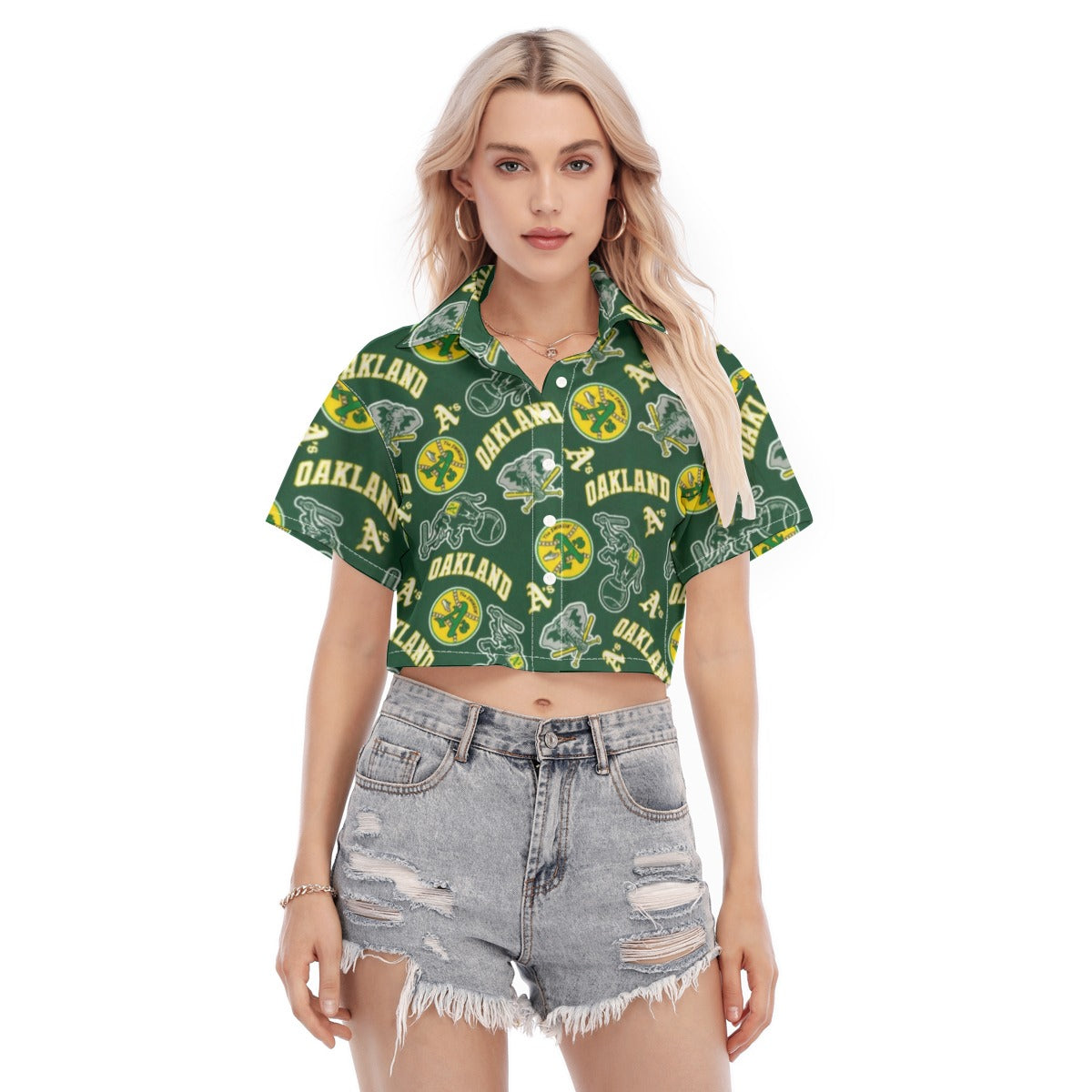Oakland Athletics Women's Cropped Shirt oakland athletics baseball fan apparel game day outfit