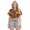 Washington Commanders Women's Cropped Shirt burgundy gold football outfit back view