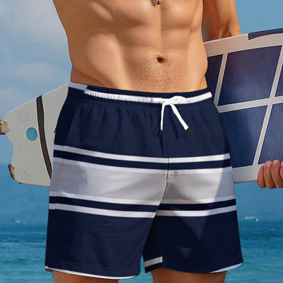 Dallas Football Striped Men's Beach Shorts – casual fan outfit, sportswear style, image 1.0