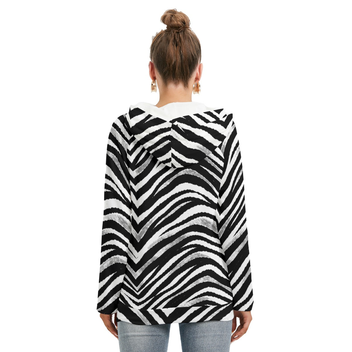 Las Vegas Football Zebra Women's Hoodie With Double Hood – Black and White Game Day Streetwear