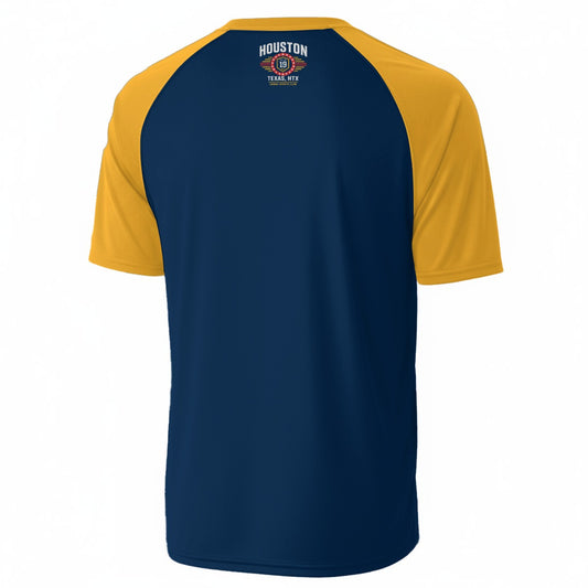 Houston Urban Sports Club V-Neck T-Shirt – Navy and Gold Texas City Shirt