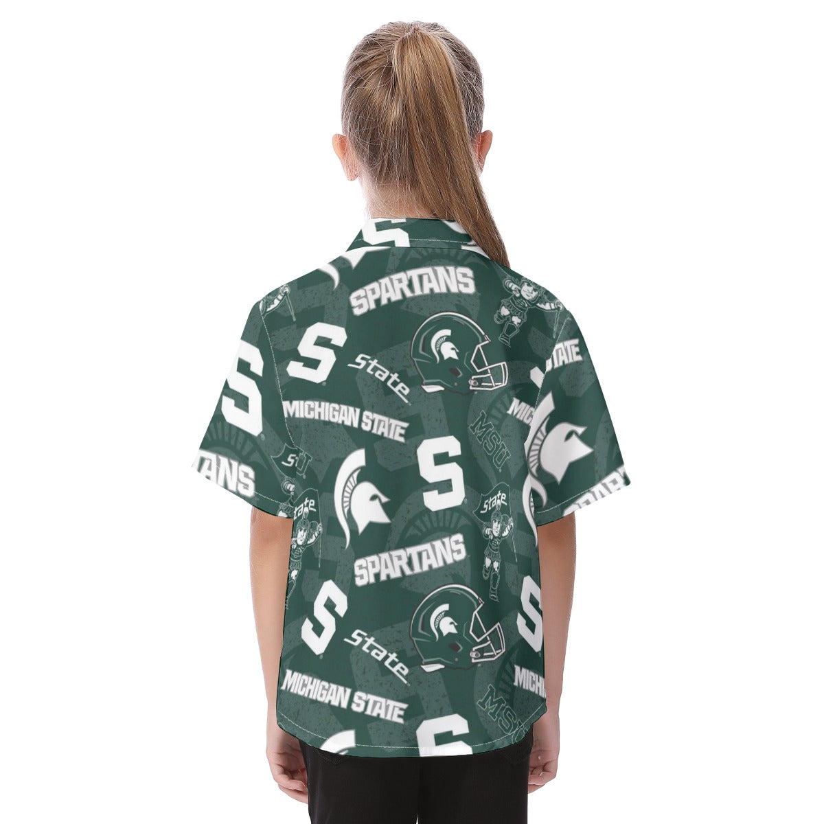 Michigan State Spartans Kid's Hawaiian Vacation Shirt - Big Ten football apparel varsity sportswear product image 4.0