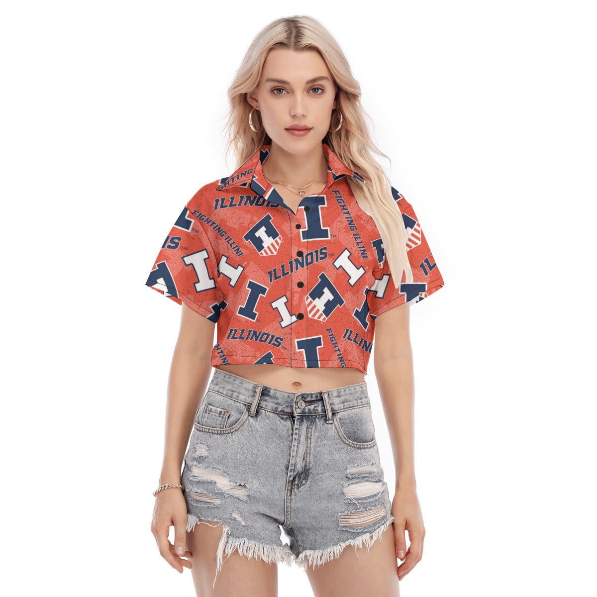 Illinois Urbana - Fighting Illini Women's Cropped Shirt White varsity sports apparel