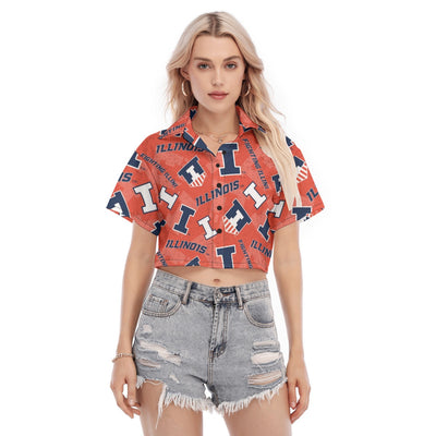Illinois Urbana - Fighting Illini Women's Cropped Shirt White varsity sports apparel
