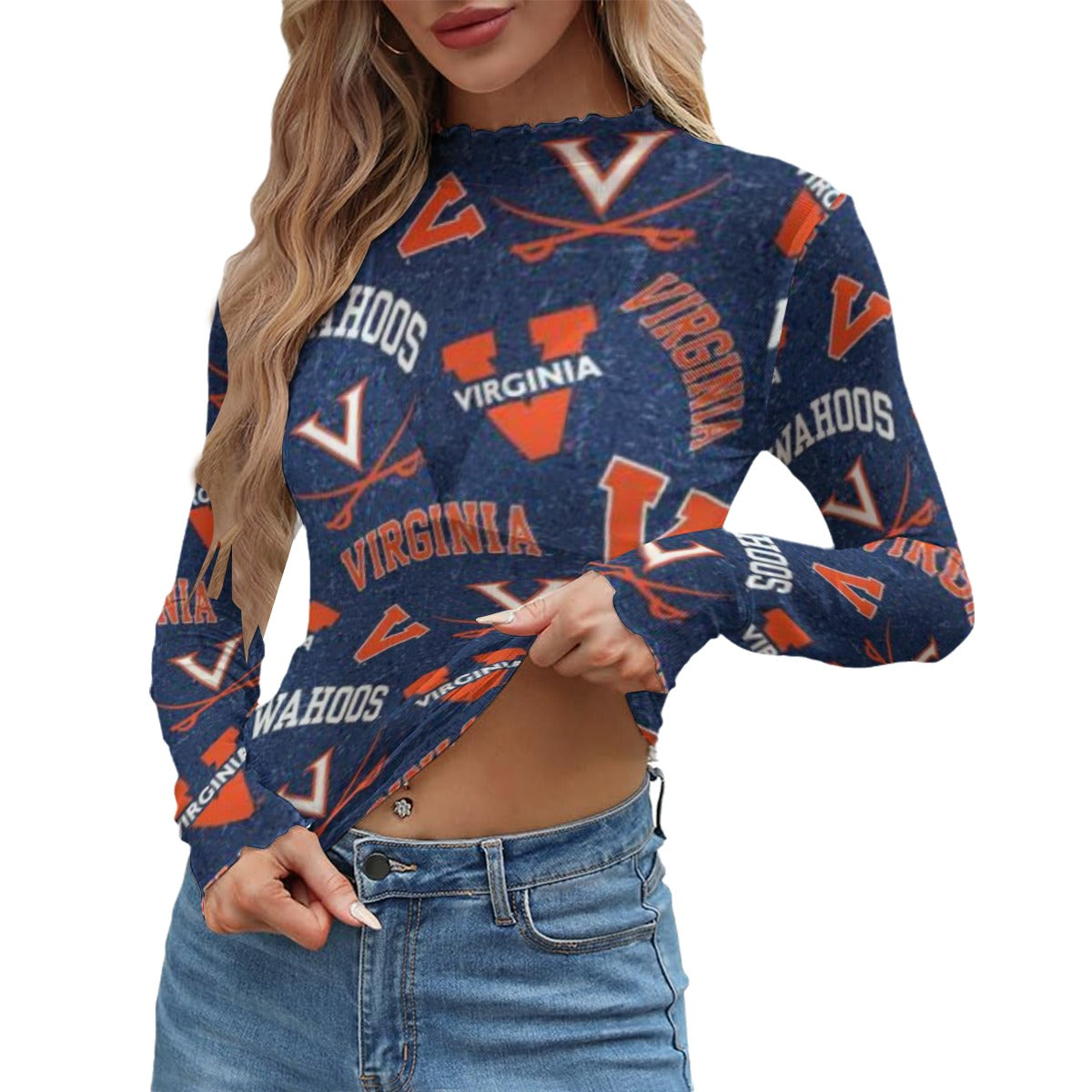 Virginia Cavaliers Women's Mesh T-shirt White sports streetwear apparel