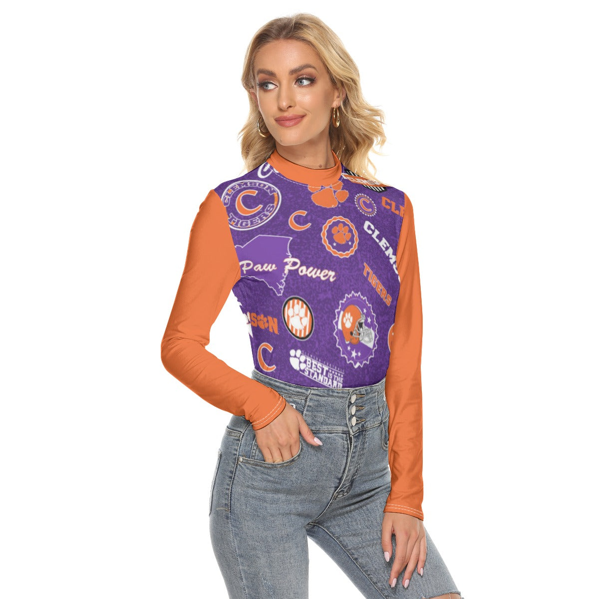 Clemson - Tigers Women's Stretchable Turtleneck Top - ACC football apparel varsity sportswear product image 2.0