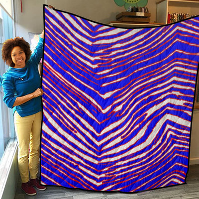 Buffalo football Lightweight & Breathable Quilt With Edge-wrapping Strips – Red Blue White Zebra Game Day Style – sportswear style, casual fan outfit, image 1.0
