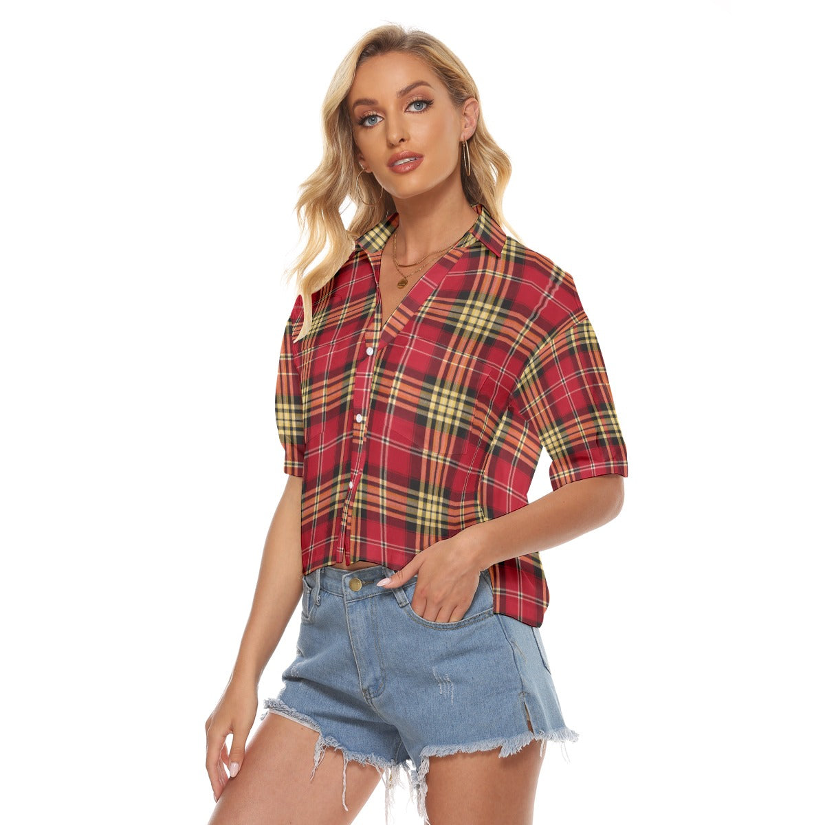 White Smoke San Francisco Football Plaid Women’s Casual Button Shirt – Game Day Streetwear Top