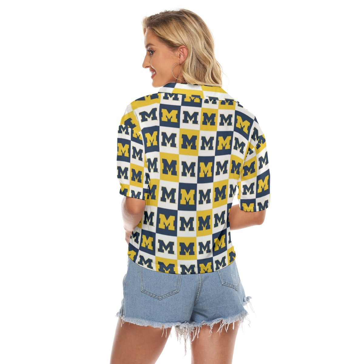 Michigan Wolverines Women's V-neck Shirts White varsity sports apparel