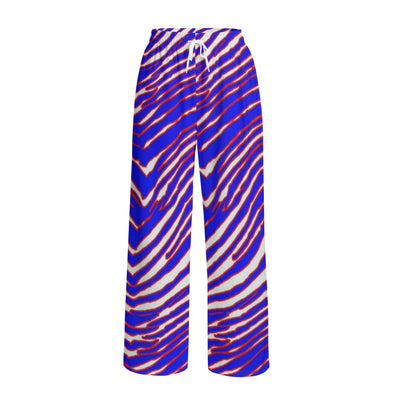 Buffalo football Unisex Wide Leg Pants | Interlock – Red Blue White Zebra Game Day Style – fan gear, lightweight game day shirt, image 1.0