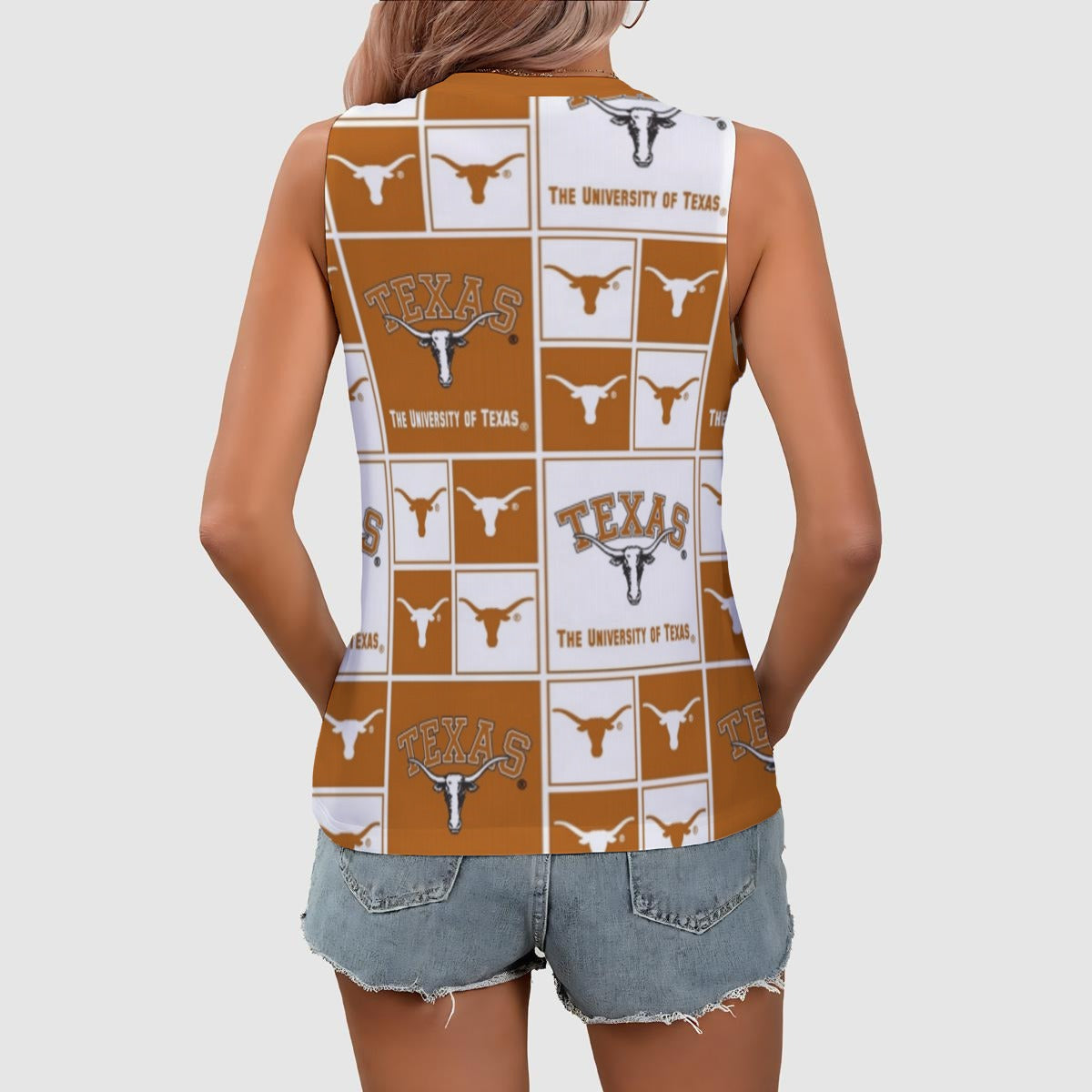 Texas at Austin - Longhorns Women's Sleeveless V-Neck Tank Top White varsity sports apparel