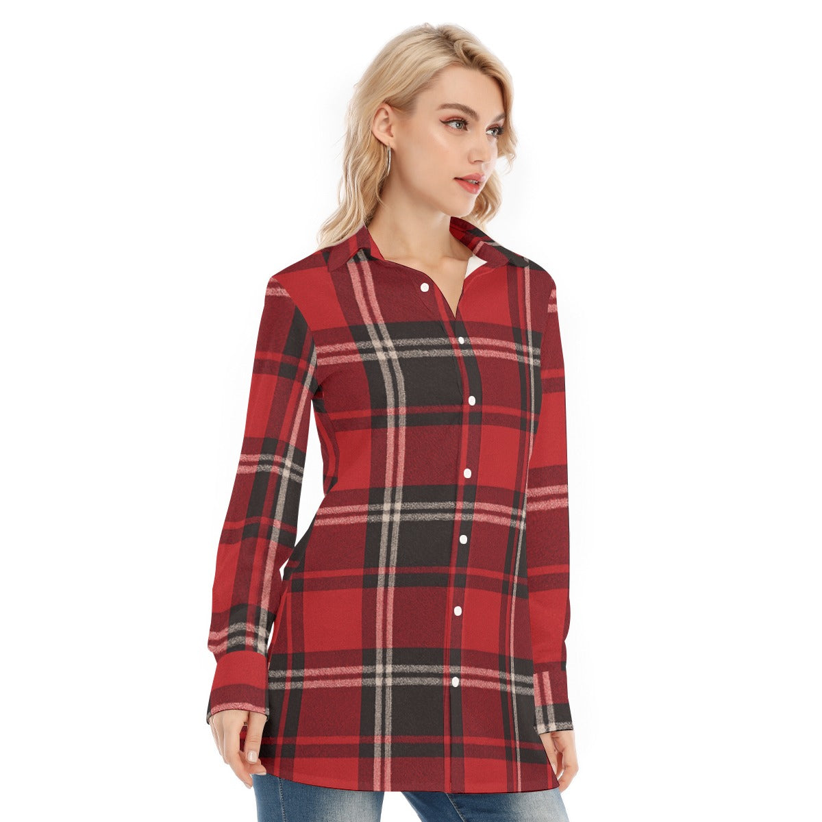 red black plaid women football fashion top