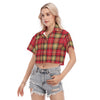 White Smoke San Francisco Football Plaid Women's Cropped Shirt
