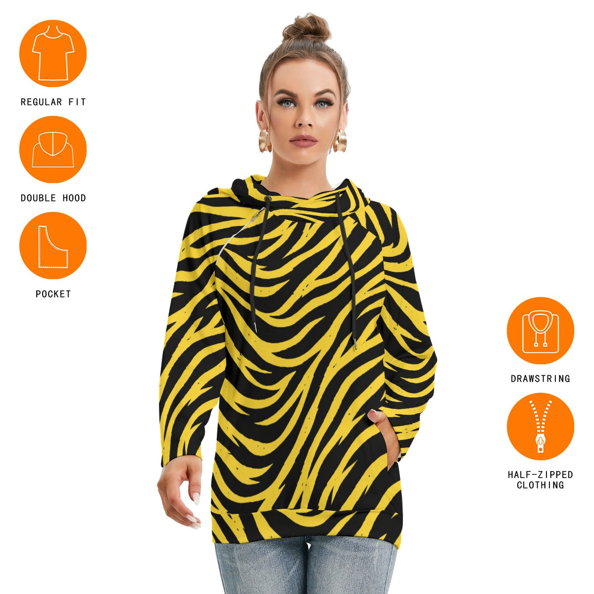 Iowa Football Women’s Hoodie With Double Hood – Bold Black and Gold Game Day Layer - Big Ten football apparel varsity sportswear product image 6.0
