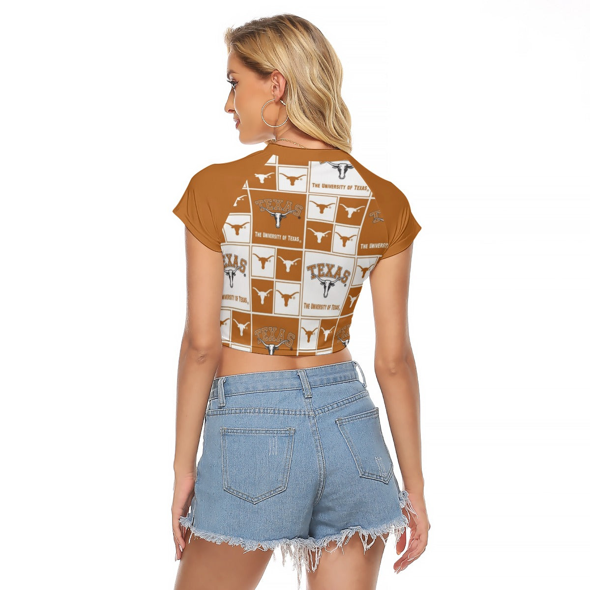 Texas at Austin - Longhorns Women's Raglan Cropped T-shirt White varsity sports apparel