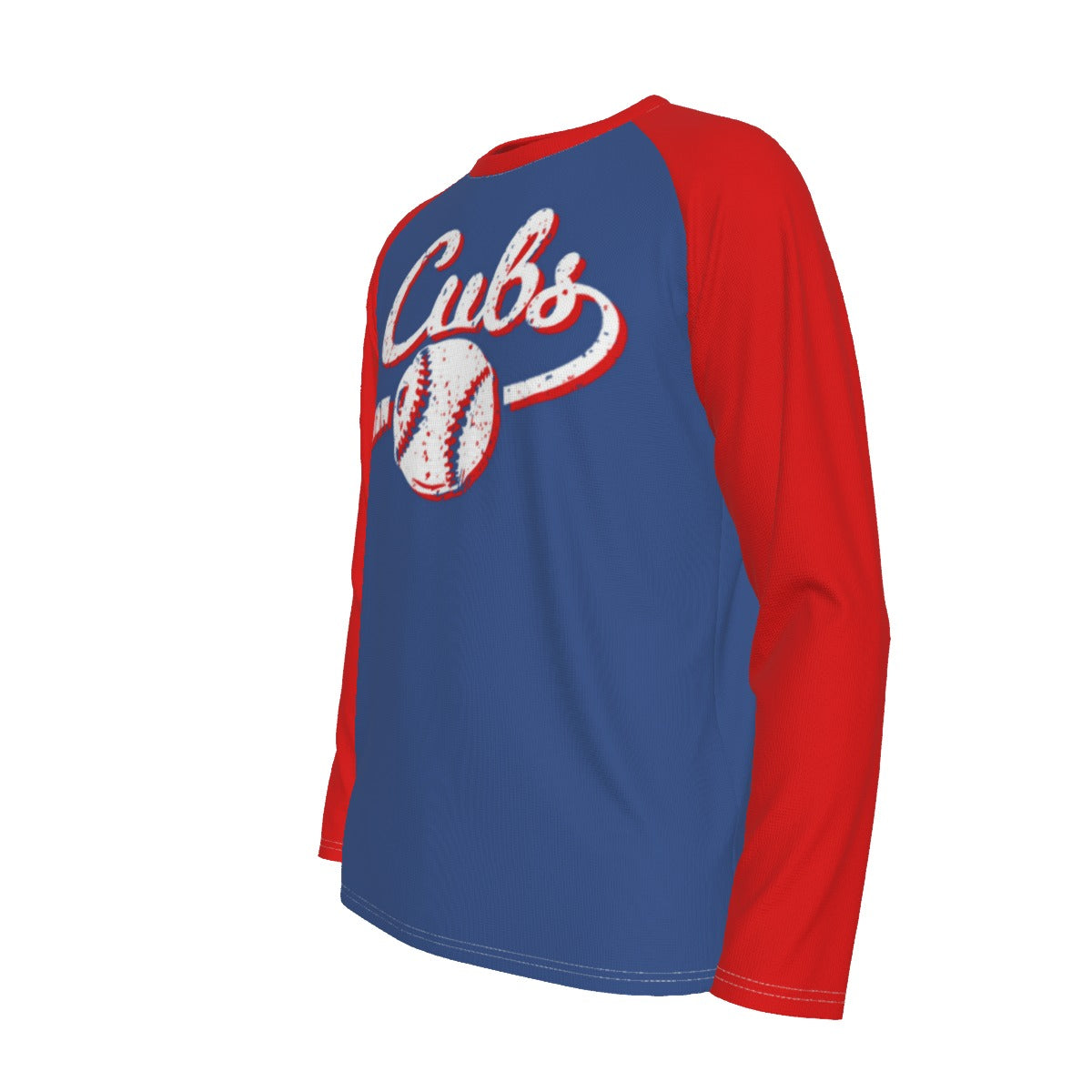 Chicago Baseball Blue and Red Shirt – Vintage Script Long Sleeve Raglan Tee