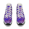 White Smoke Men's High Top Basketball Shoes – Red Blue White Zebra Game Day Style